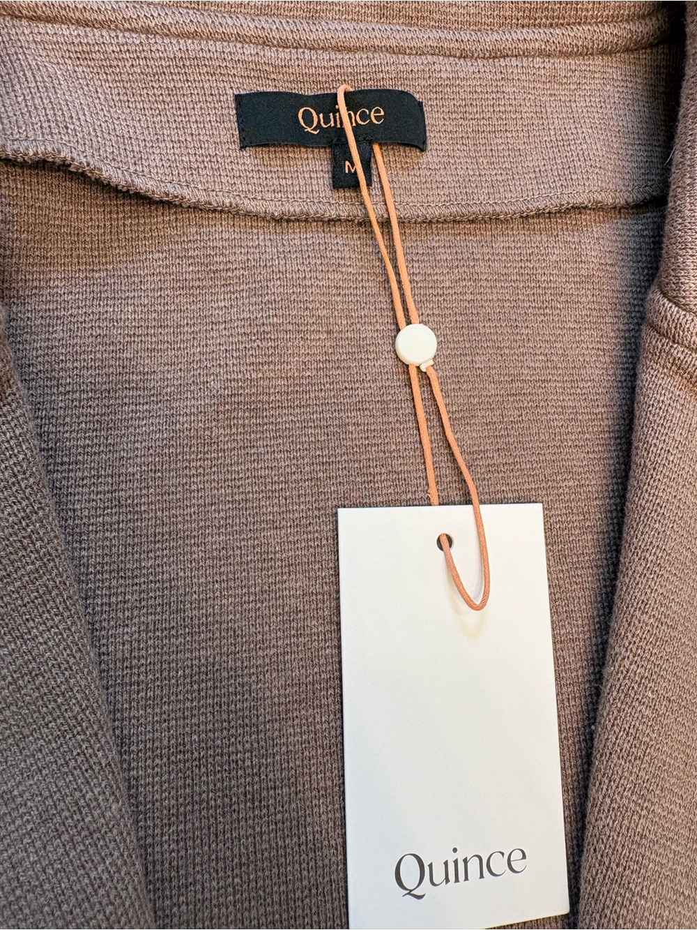🆕🎉NWT Quince 💯% Organic 🌱Cotton Open-Front Knit Blazer in Heather Brown - Picture 7 of 10